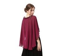 Capes de mariage Capelets pour femmes en mousseline de soie Cape Châles et enveloppements pour robe de soirée - Rouge - Taille unique