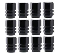 Capes de soupape de pneus Voiture 12 pcs, Accessoires Voiture en Aluminium résistant aux fuites pour l'usure pour Le VUS, vélo, Camion, Bouchons Valve Black