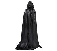 Capes d'halloween Noir Costume Cape Manteau Capuche Pleine Longueur avec Tether pour pour Halloween Costume Cosplay Fête