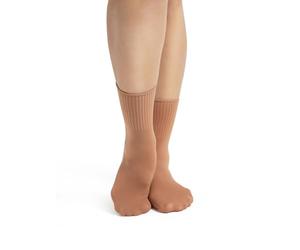 Capezio Chaussettes de ballet côtelées pour femme, couleur bronze, taille unique, Suntan, taille unique