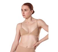 Capezio Deep Neck Clear Back Bra Soutien-Gorge de Sport, Transparent, Beige, XS Femme