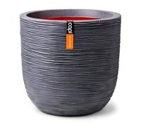 Capi Europe - Pot Boule Rib NL - 43x41 - Gris foncé - Pot de Fleurs pour intérieur et extérieur - Cache-Pot - Pot de Plantation - Jardinière - Plastique - KDGR933