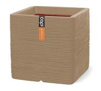 Capi Europe - Pot carré Rib NL - 30x30 - Beige - Ouverture Ø30 - Pot intérieur et extérieur - KBER902