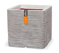 Capi Europe - Pot carré Rib NL - 40x40 - Ivoire - Ouverture Ø32 - Pot pour Une Utilisation à l'intérieur et à l'extérieur - Incassable - 100% Recyclable - KOFI903