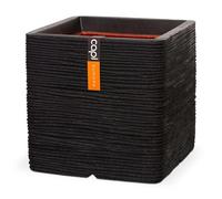 Capi Europe - Pot carré Rib NL - 40x40 - Noir - Ouverture Ø40 - Pot intérieur et extérieur - KBLR903