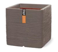 Capi Europe - Pot carré Rib NL - 50x50 - Taupe Chaud - Ouverture Ø50 - Pot intérieur et extérieur - KWTR904