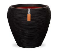 Capi Europe - Vase Conique Rib NL - 42x38 - Noir - Ouverture Ø31 - Pot pour Une Utilisation à l'intérieur et à l'extérieur - Incassable - 100% Recyclable - KBLR362