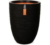 Capi Europe - Vase élégant Bas Rib NL - 46x58 - Noir - Ouverture Ø38 - Pot pour Une Utilisation à l'intérieur et à l'extérieur - Incassable - 100% Recyclable - KBLR783