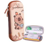 Capibara 3D Stéréo Boîte à crayons pour enfants Motif dessin animé mignon Grande capacité Multifonctionnel Trousse à crayons pour garçons et filles Sac de rangement pour la rentrée scolaire Cadeau de