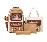 Capibara - Grand sac à dos avec plusieurs compartiments organisateurs, ensemble de sac à dos scolaire avec motif de bande dessinée - pour , étudiants, école, voyage, plein air, fête