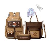 Capibara Sac à dos - sac à dos étudiant avec bandes réfléchissantes | Grande capacité avec trousse à crayons - Sac à bandoulière pour voyage, pique-nique, remise de diplôme, cadeau de Noël, A