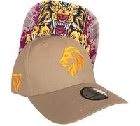 Capiche [99+ Designs] Chapeau Beige, The Lion, Casquette Lions, Fedora, Jaune, avec Logo de Lion doré à l'avant, Jungle, Style Animal