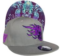 Capiche [99+ Designs] Chapeau Snapback Gris, Purple Skull, Caps, snapcap, Basecap pour Hommes, Style Tatouage, crâne en Flammes, Casquette de Cool, Moto, Gang Bikers