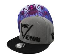 Capiche [99+ Designs] Chapeau Veuve Noire, Black Widow, Casquette pour Hommes, Enfants, araignée à Bord Plat, de Tatouage Poison, arachnide, réglable, Classique Gris & Noir