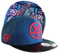 Capiche [99+ Designs] Snapback Bleu et Noir, Docteur maudit, Psycho, Logo Pentagramme Rouge, Design Horreur médicale, Chirurgie, Chapeau de Fin d'études, cappy Homme