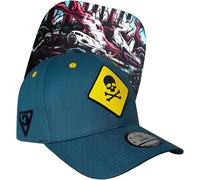 Capiche [99+ Variantes] Casquette de Baseball Bleu Sarcelle - MayDay avec Logo tête Mort Jaune Chapeau Snapback à Bord incurvé, Graphique Unique sous Le Bord, Ajustement réglable