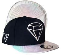 Capiche [99+ Variantes] Clear Diamond Snapback Cap - Chapeau Noir avec Logo Diamant brodé argenté, Bord métallique holographique, Streetwear réglable pour Homme et Femme