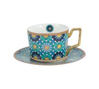 CAPIJIONG Ensemble tasse à café européenne et assiette 250 ml - Four à micro-ondes disponible - Style marocain - Tasse à thé Camélia anglais de type B