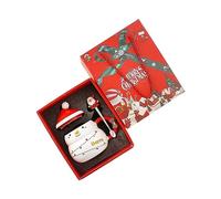 CAPIJIONG Mug en céramique de 400 ml, motif Père Noël, bonhomme de neige, peut être utilisé de manière créative avec un couvercle cuillère, grande capacité de Noël, bonhomme de neige de Noël,