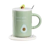 CAPIJIONG Tasse à café colorée 500 ml - Motif fruits d'été - Pour petit déjeuner - En céramique - Vert avocat