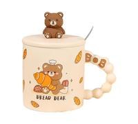 CAPIJIONG Tasse à café en forme de pain mignon 420 ml - Motif ours de dessin animé - Couple - Petit déjeuner - Style A - Ours Baoxiao