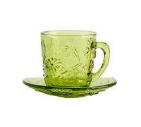 CAPIJIONG Tasse à café en verre européen de 190 ml pour la maison, couleur créative, couple, petit déjeuner, lait, vert jaunâtre