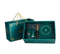 CAPIJIONG Tasse chaude de 400 ml à température constante à 55 °C - Coussin chauffant intelligent en céramique pour la maison - Coffret cadeau L vert (avec base)