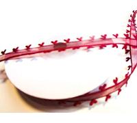 CaPiSo 10m Organza avec Coeur 15mm de Large: Bordeaux Rouge foncé