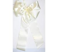 CaPiSo 30 x 50 cm - Grand nœud prêt à l'emploi sans bricolage - Nœud en satin - Nœud en satin - Pour anniversaire, Noël, la rentrée scolaire, Noël, mariage, double nœud (crème crue)