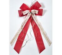 CaPiSo Ruban double en jute fait main - 20 x 40 cm - Sans bricolage - Pour anniversaire, Noël, mariage, Noël - Décoration de Noël (dentelle rouge naturelle)