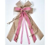 CaPiSo Ruban double en jute fait main - 20 x 40 cm - Sans bricolage - Pour anniversaire, Noël, mariage, Noël - Décoration de Noël (dentelle 4 cm rose)