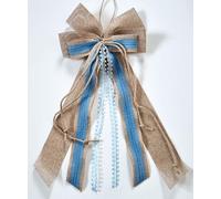 CaPiSo Ruban double en jute fait main - 20 x 40 cm - Sans bricolage - Pour anniversaire, Noël, mariage, Noël - Décoration de Noël (dentelle bleu clair)