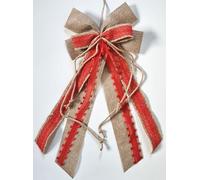 CaPiSo Ruban double en jute fait main - 20 x 40 cm - Sans bricolage - Pour anniversaire, Noël, mariage, Noël - Décoration de Noël (dentelle 4 cm rouge)