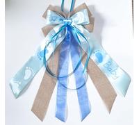 CaPiSo Ruban double en toile de jute fait main - 20 x 40 cm - Sans bricolage - Pour anniversaire, Noël, mariage, Noël - Décoration de Noël (chaussures pour bébé, bleu)