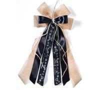 CaPiSo Ruban double en toile de jute fait main - 20 x 40 cm - Sans bricolage - Pour anniversaire, Noël, mariage, Noël - Décoration de Noël (croix commémorative)