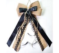 CaPiSo Ruban double en toile de jute fait main - 20 x 40 cm - Sans bricolage - Pour anniversaire, Noël, mariage, Noël - Décoration de Noël (cœur de deuil, noir)