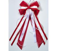 CaPiSo Ruban double en toile de jute fait main - 20 x 40 cm - Sans bricolage - Pour anniversaire, Noël, mariage, Noël - Décoration de Noël - Rouge et blanc