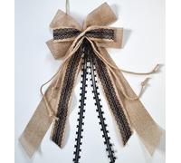 CaPiSo Ruban double en toile de jute fait main - 20 x 40 cm - Sans bricolage - Pour anniversaire, Noël, mariage, Noël - Décoration de Noël (dentelle noire)