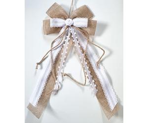 CaPiSo Ruban double en toile de jute fait main - 20 x 40 cm - Sans bricolage - Pour anniversaire, Noël, mariage, Noël - Décoration de Noël (dentelle 3 cm blanc)