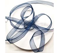 CaPiSo Ruban en organza 10 mm Ruban cadeau en mousseline de soie (bleu nuit, 50 m)