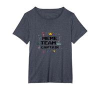 Capitaine de l'équipe Meme : Responsable de la Culture Internet T-Shirt, Femme Grandes Tailles, Bleu Chiné, 3X