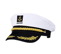 Capitaine de Yacht Bateau Sailor Costume Chapeau Casquette Marine Marine Amiral (Blanc)