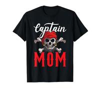 Capitaine Maman Meilleure Maman de Tous Les Temps Maman Pirate Lover T-Shirt Graphique avec Valeur, Homme, Noir, S