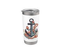 Capitaine Naviguant Avec Voilier Ancre Bateau Conduite Gobelet isotherme en acier inoxydable double paroi