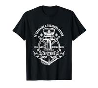 Capitaine Papa Casquette Marine Humour Maman Homme Bateau T-Shirt
