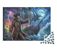 Capitaine Pirate au crâne Puzzle 1000 Pièces Adultes Et Enfants,Défi,Dès 14 Ans,Déco Murale, Premium,Carton,Jeu Éducatif,Anti-Stress,Détente,Casse-tête 38x26cm
