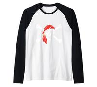 Capitaine Pirate - Crâne et os croisés, Voyageur, Wander Sailing Manche Raglan