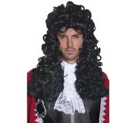 Capitaine Pirate Perruque Noir Hommes Long Bouclé Accessoire Déguisement