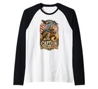 Capitaine Slow et Free Patriotic Turtle American Freedom 1776 Manche Raglan