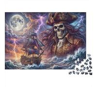 Capitaine Squelette maudit Puzzle 1000 Pièces Adultes Et Enfants,Premium,Carton,Défi,Anti-Stress,Jeu Éducatif,Déco Murale, Dès 14 Ans,Détente,Casse-tête 70x50cm
